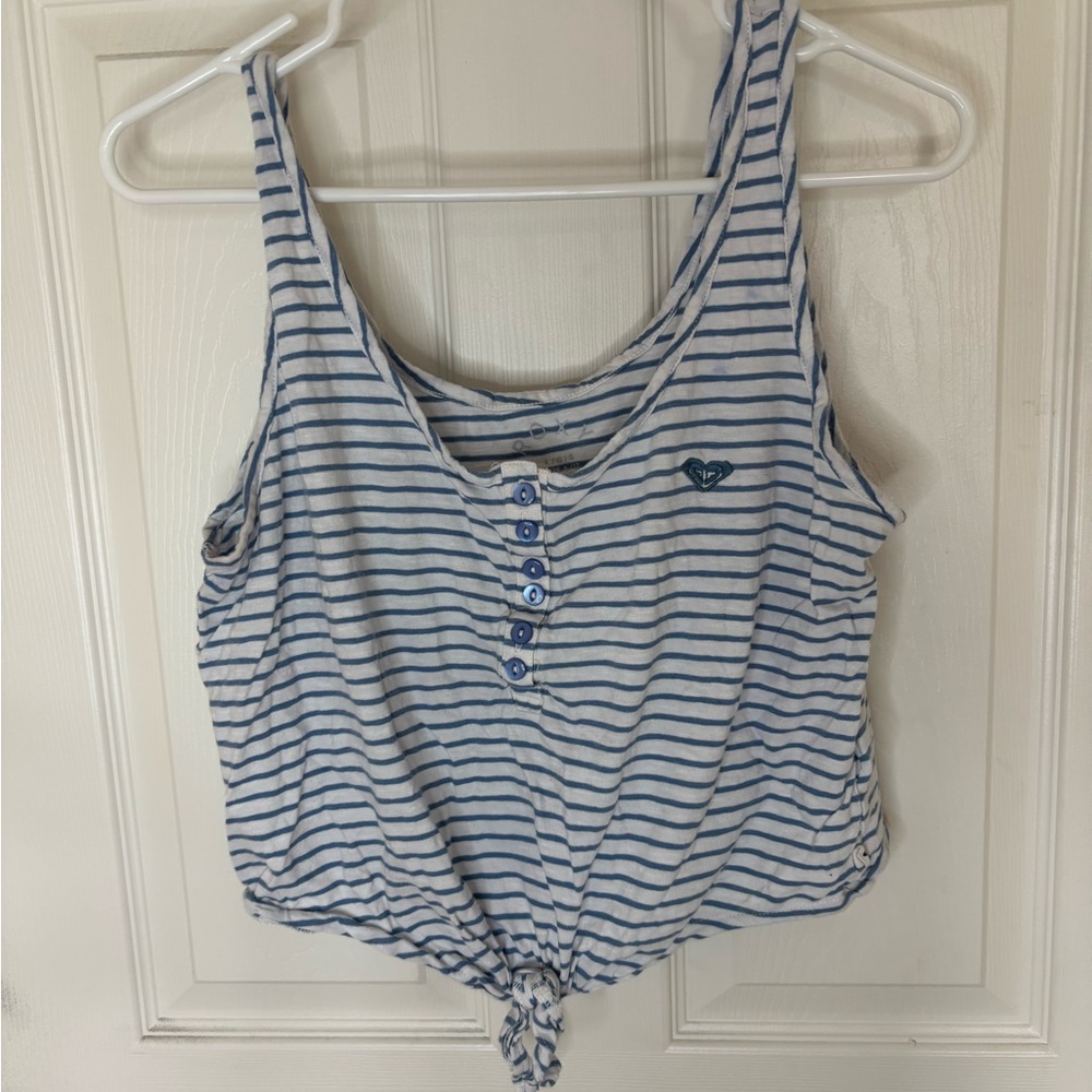 Roxy Blue and White Striped Tank Top